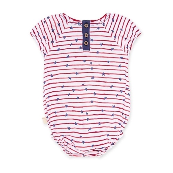 Burt’s Bees Baby Stars and Stripes Organic Bubble Romper - Picture 2 of 3